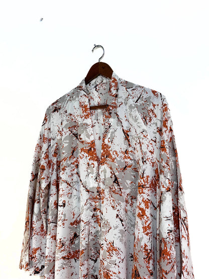 Autumn Marble Front Open Long Flair Abaya