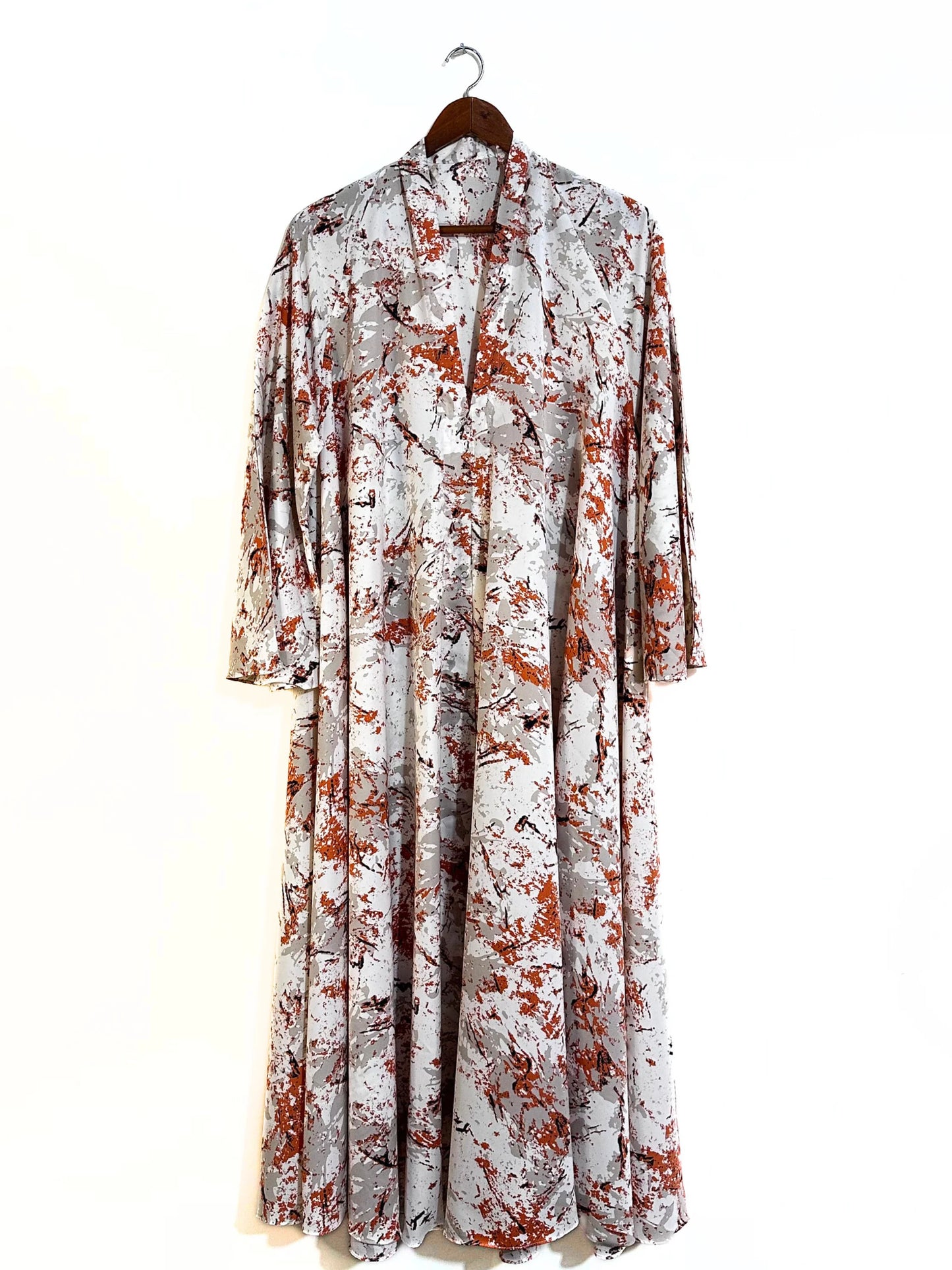 Autumn Marble Front Open Long Flair Abaya