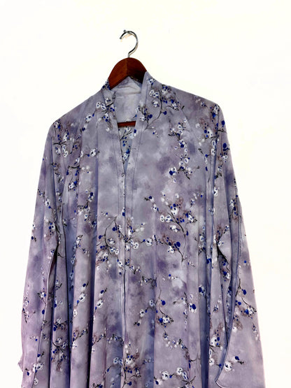 Lavender Mist Front Open Long Flair Abaya