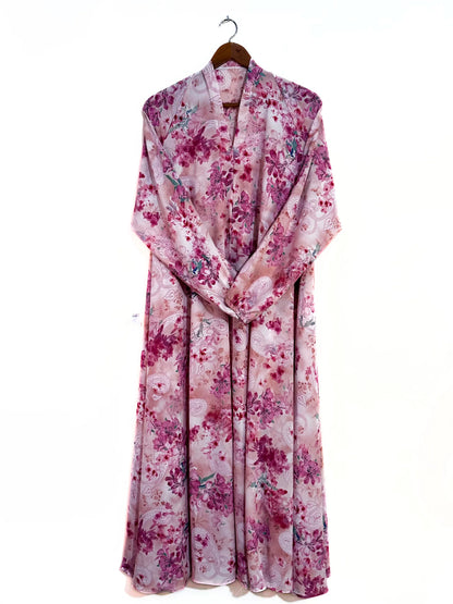 Cherry Blossom Front Open Long Flair Abaya