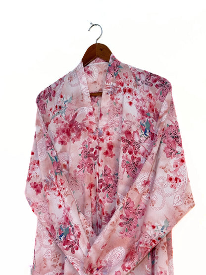 Cherry Blossom Front Open Long Flair Abaya