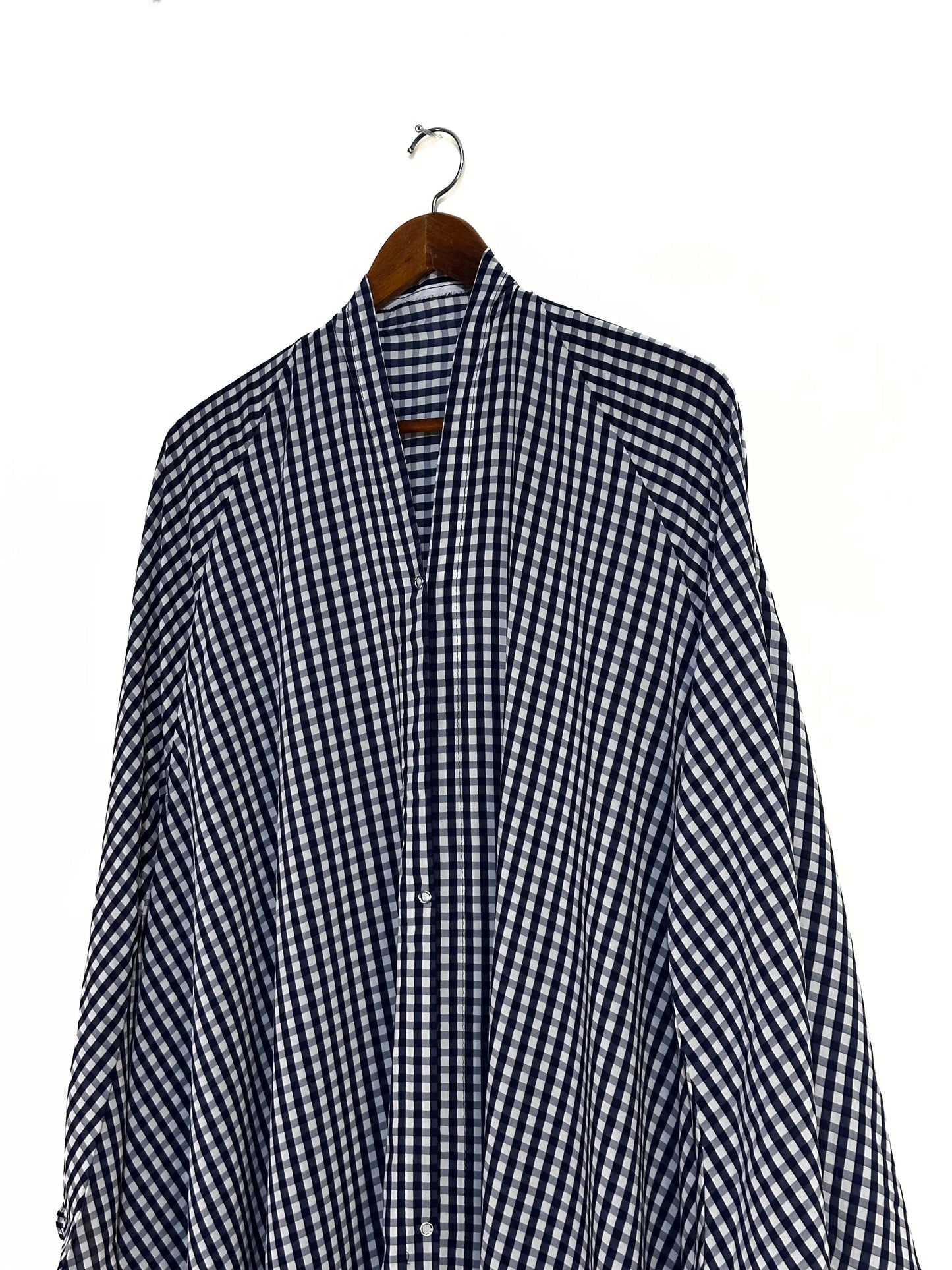 Timeless Check Print Front Open Long Flair Abaya