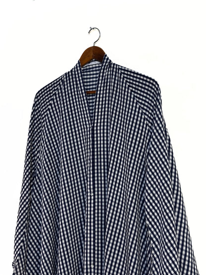Timeless Check Print Front Open Long Flair Abaya