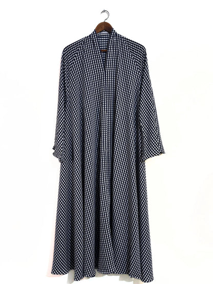 Timeless Check Print Front Open Long Flair Abaya