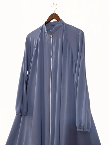 Zipper Style Abaya-Grey Colour