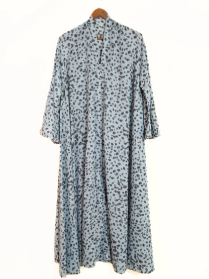 Soft Pebble Print Front Open Long Flare Abaya
