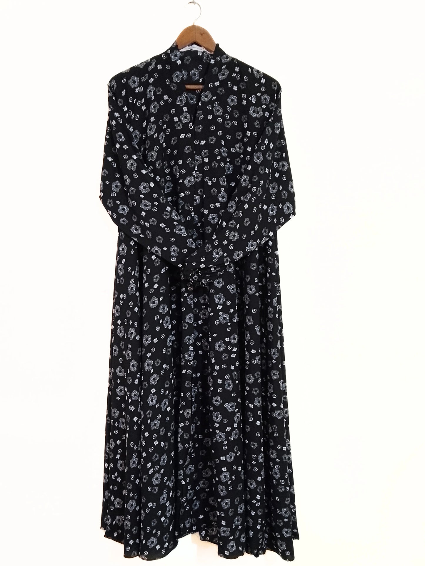 Nightfall Bloom Front Open Long Flair Abaya