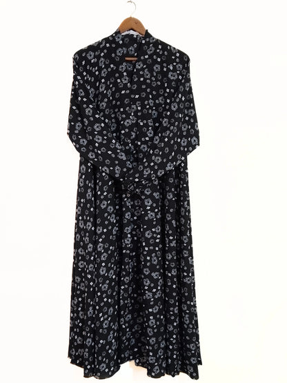 Nightfall Bloom Front Open Long Flair Abaya