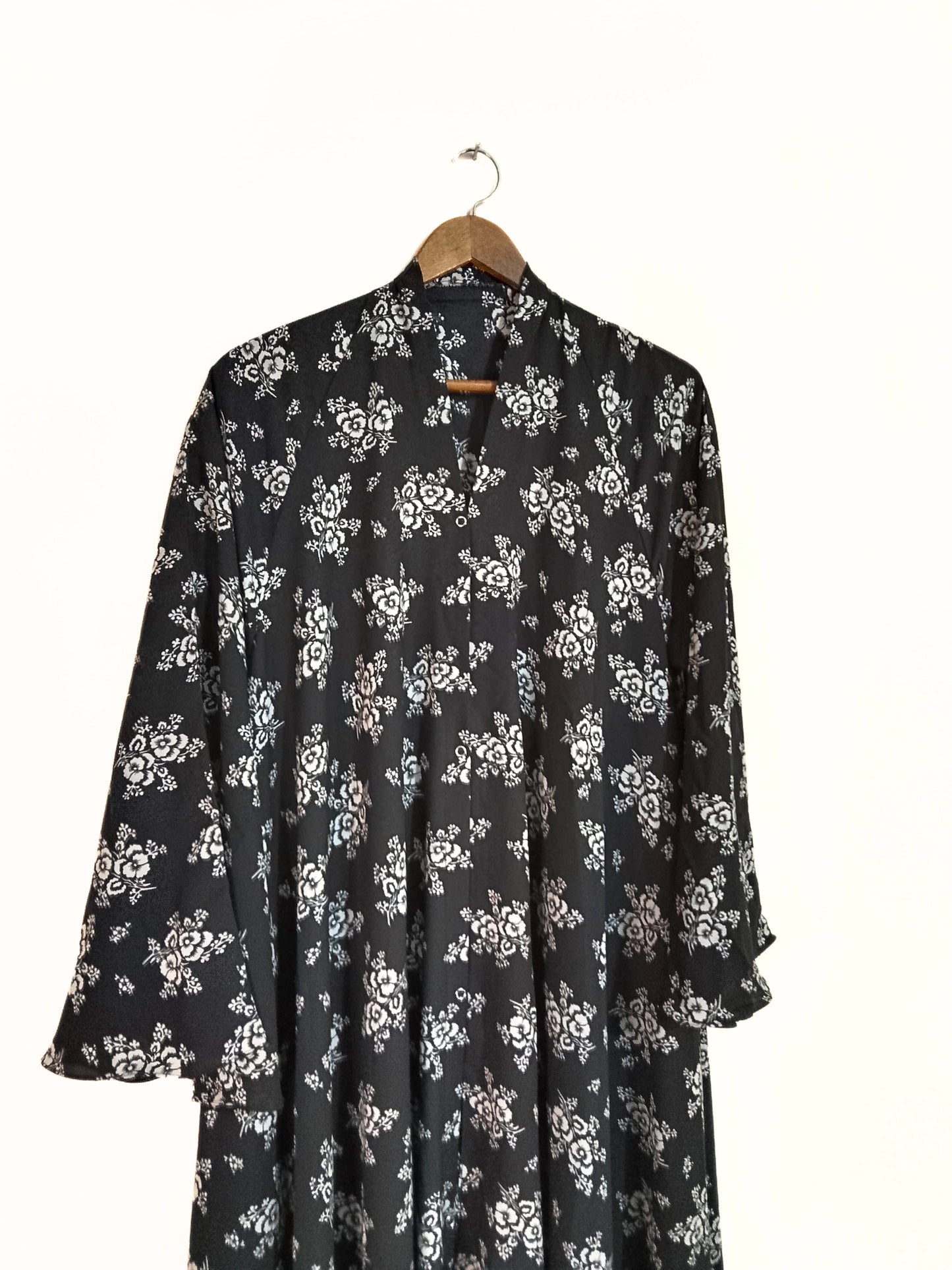 Soft Blossom Front Open Long Flair Abaya