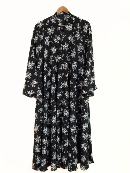 Soft Blossom Front Open Long Flair Abaya
