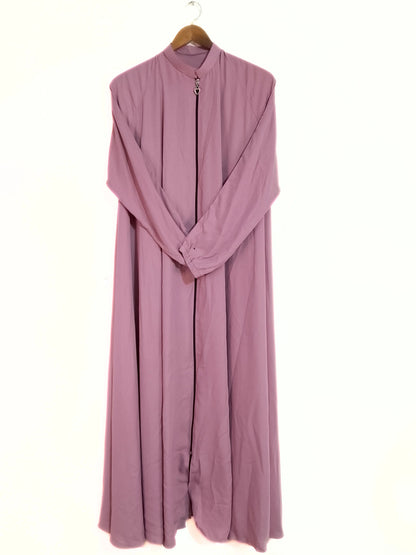 Zipper Style Abaya-Pink Colour