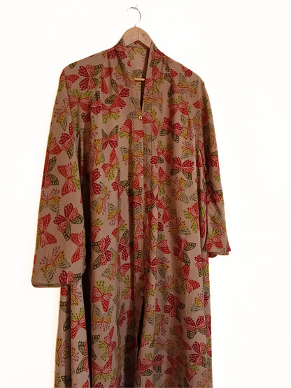Rustic Wings Front Open Long Flair Abaya