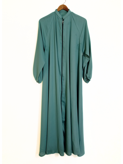 Zipper Style Abaya-Sea Green