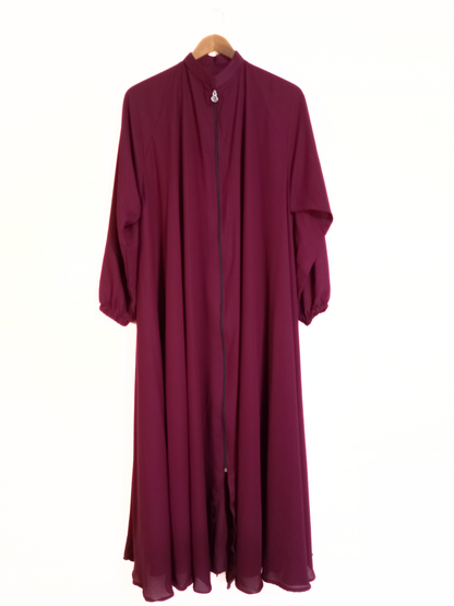 Zipper Style Abaya-Maroon