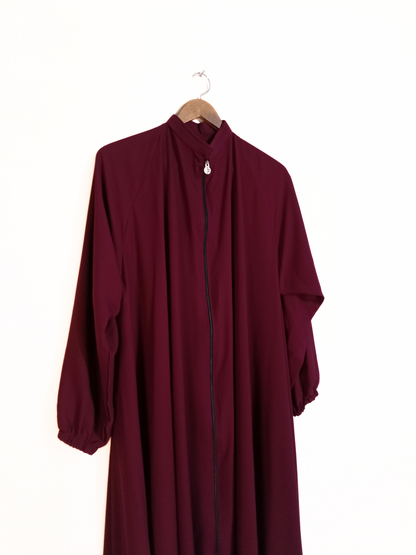 Zipper Style Abaya-Maroon
