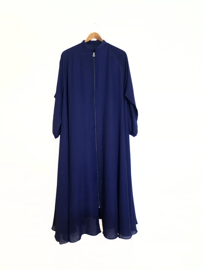 Zipper Style Abaya-Dark Blue