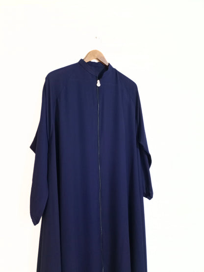 Zipper Style Abaya-Dark Blue