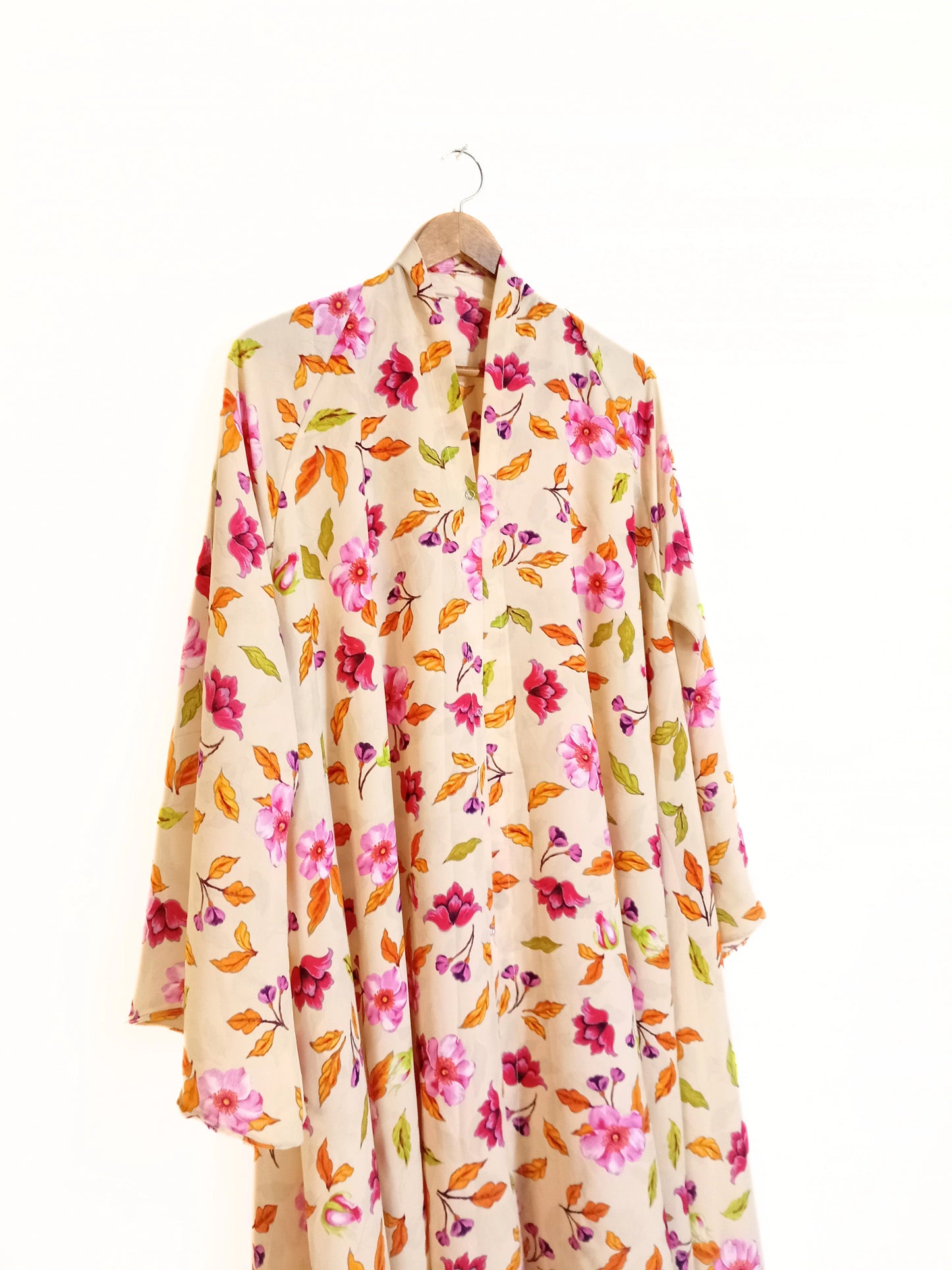 Summer Flower Front Open Long Flair Abaya