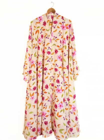 Summer Flower Front Open Long Flair Abaya