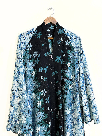 Snowy Garden Front Open Long Flair Abaya