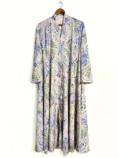 Lavender Meadow Front Open Long Flair Abaya