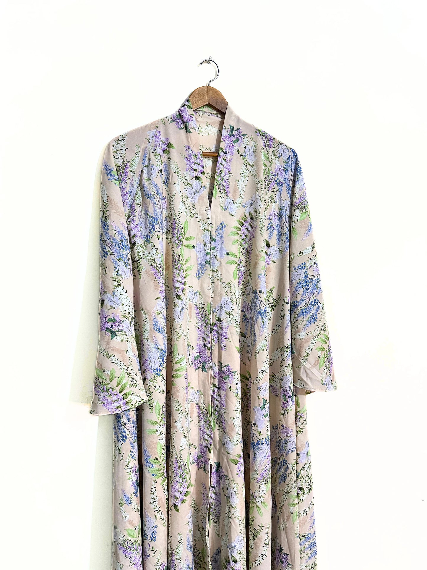 Lavender Meadow Front Open Long Flair Abaya
