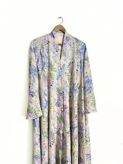 Lavender Meadow Front Open Long Flair Abaya