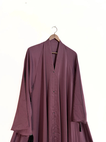 Royal Plum Front Open Long Flair Nidha Abaya