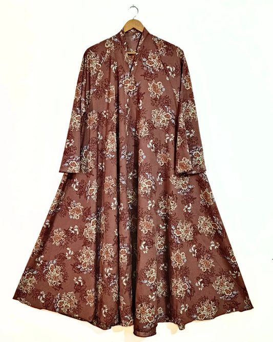 Rustic Charm Front Open Long Flair Abaya