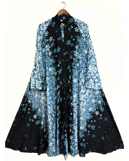 Snowy Garden Front Open Long Flair Abaya