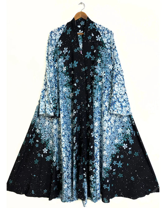 Snowy Garden Front Open Long Flair Abaya