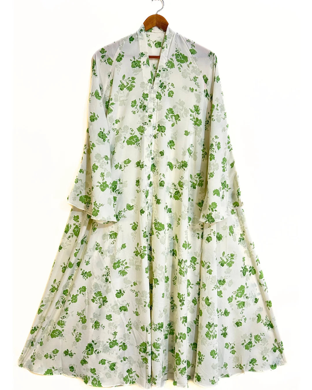 Sage Garden Front Open Long Flair Abaya