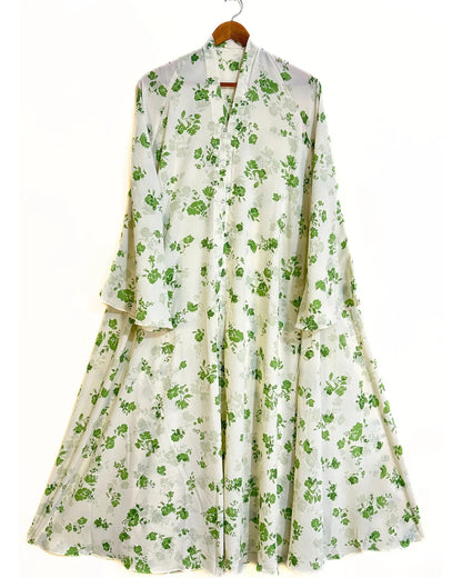 Sage Garden Front Open Long Flair Abaya