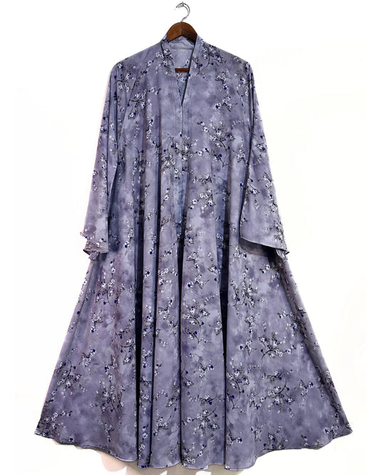 Lavender Mist Front Open Long Flair Abaya