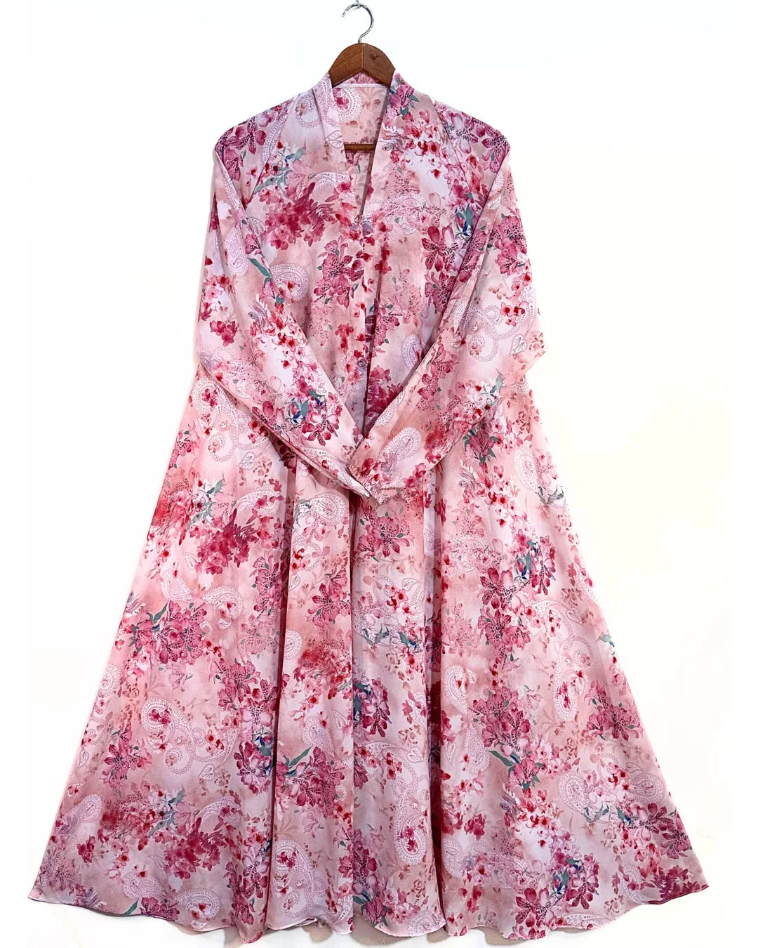 Cherry Blossom Front Open Long Flair Abaya