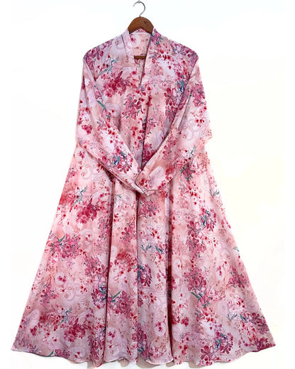 Cherry Blossom Front Open Long Flair Abaya