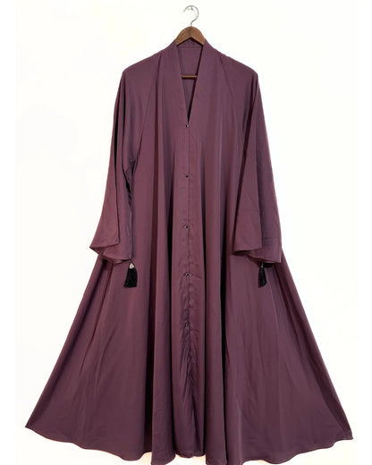 Royal Plum Front Open Long Flair Nidha Abaya