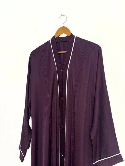 Dark Purple Nidha Abaya With White Lines