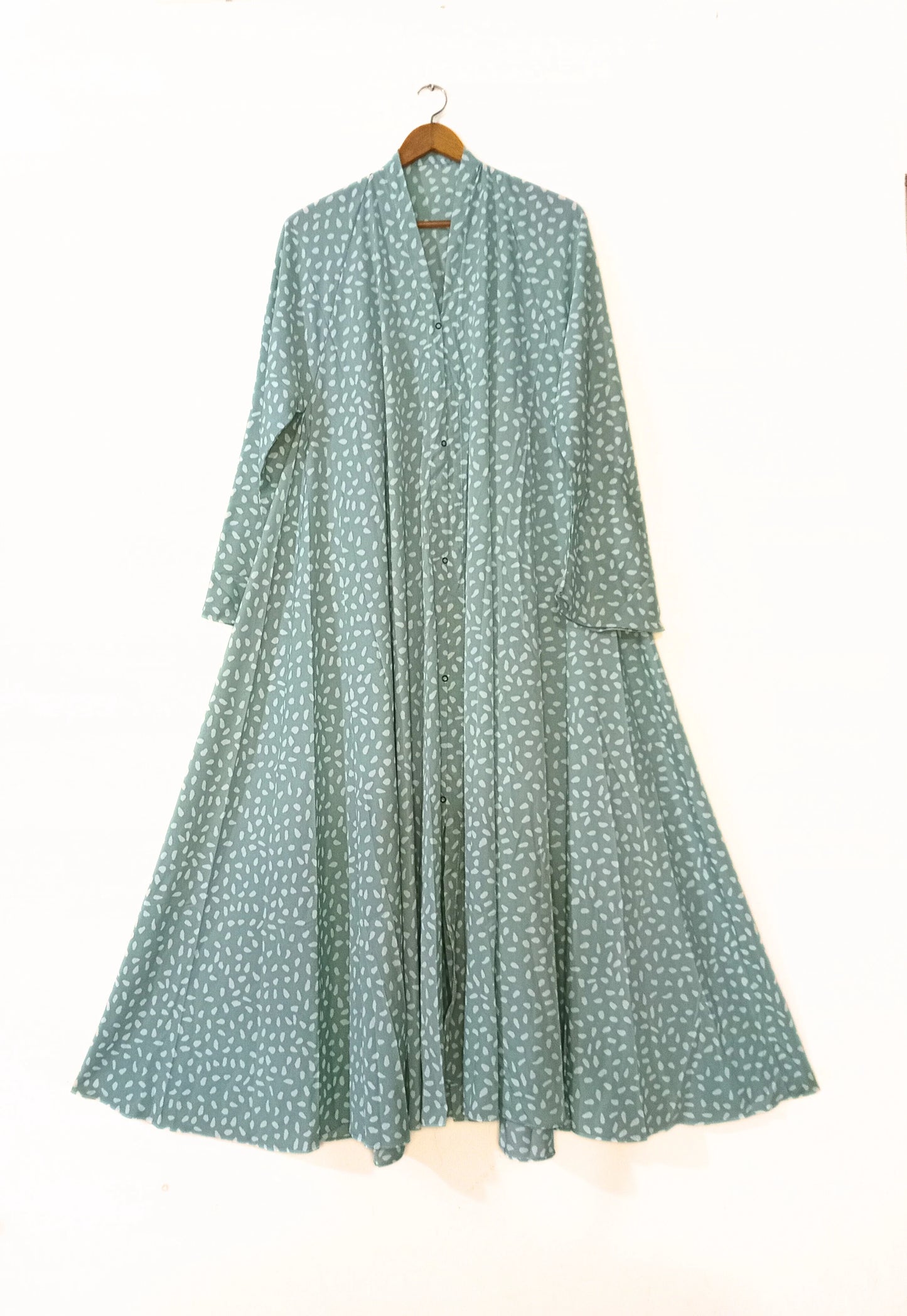 Mint Leaf Front Open Long Flair Abaya