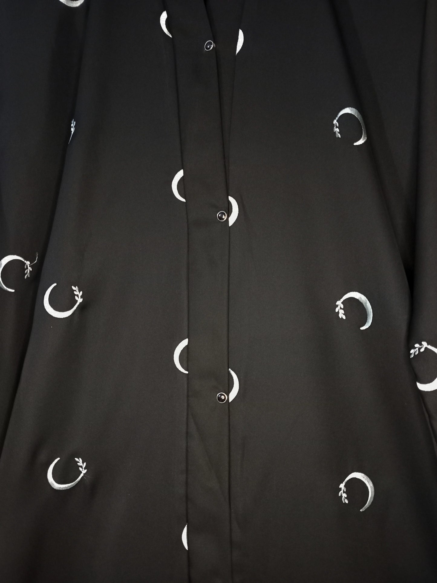 Moon Embroidered Front Open Abaya