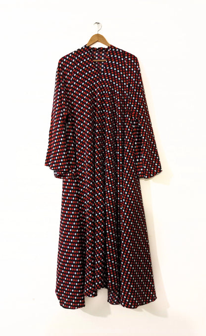 Polka Dot Pattern Long Flair Abaya