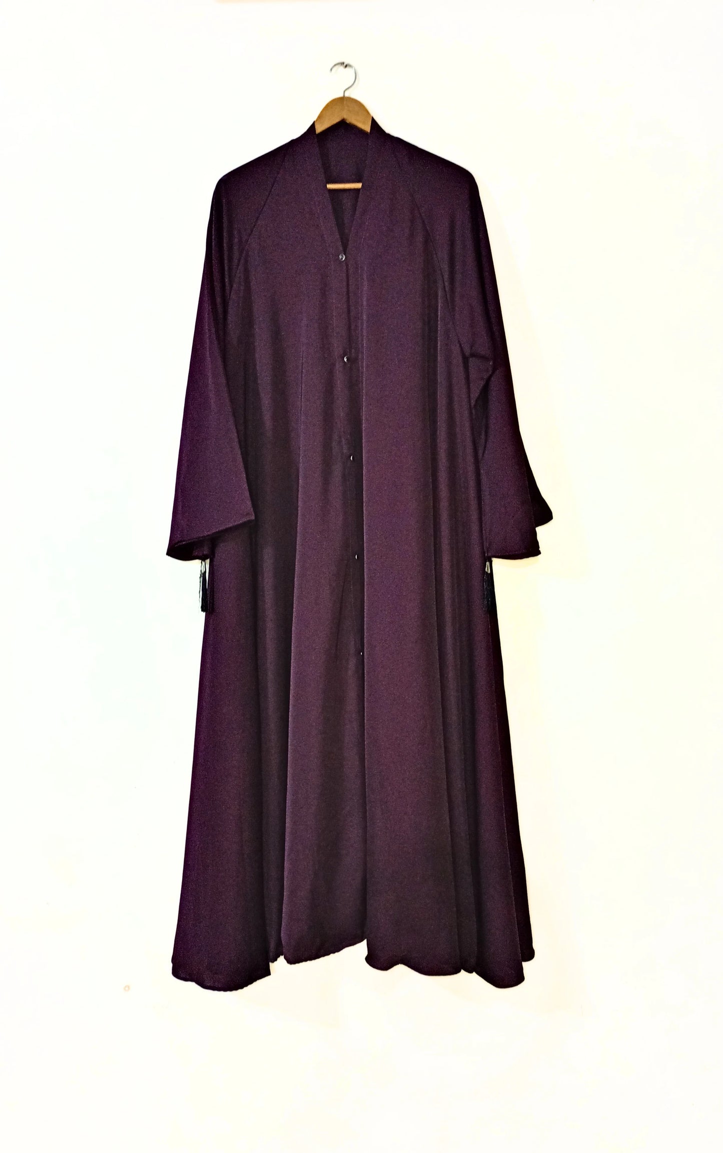 Dark Plum Front Open Long Flair Nidha Abaya