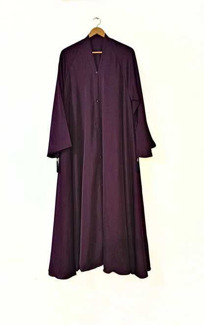 Dark Plum Front Open Long Flair Nidha Abaya