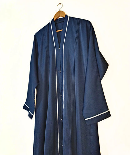 Dark Blue  Nidha Abaya With White Lines
