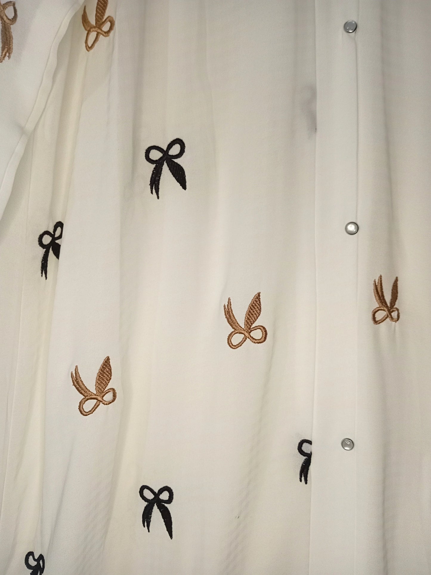 White Front Open Bow Embroidered Abaya