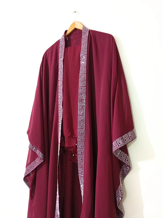 Ottoman Grace Abaya With Staller - Maroon