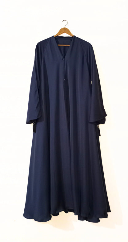 Ash Grey Front Open long Flair Nidha Abaya
