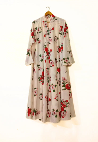 Island Flower Front Open Long Flared Abaya