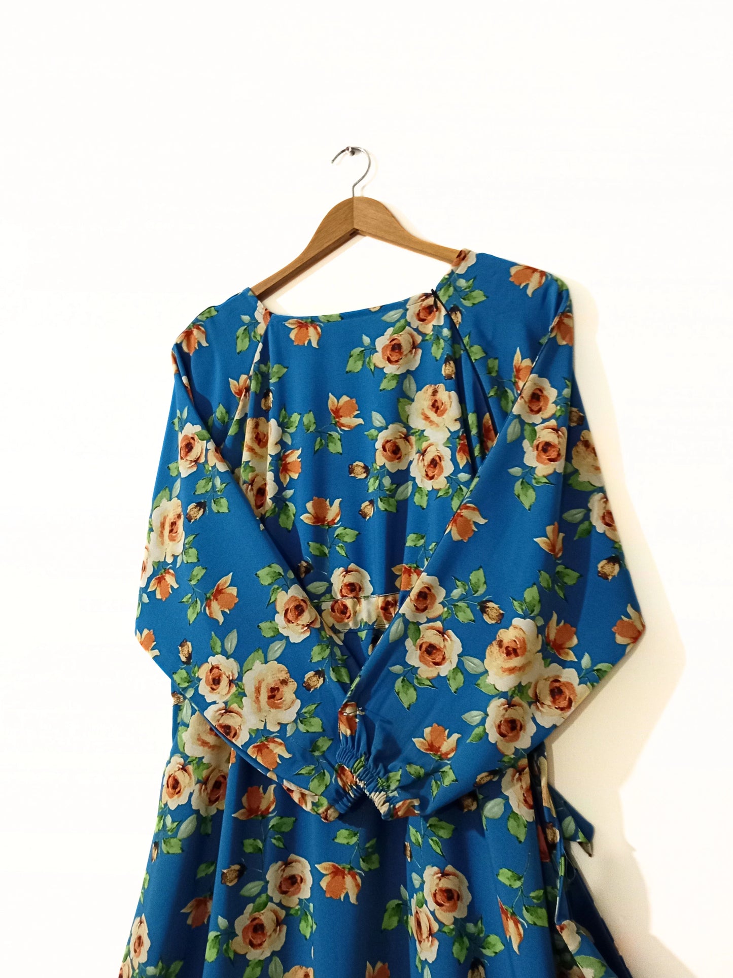 Georgette Blue Floral Abaya with Belt