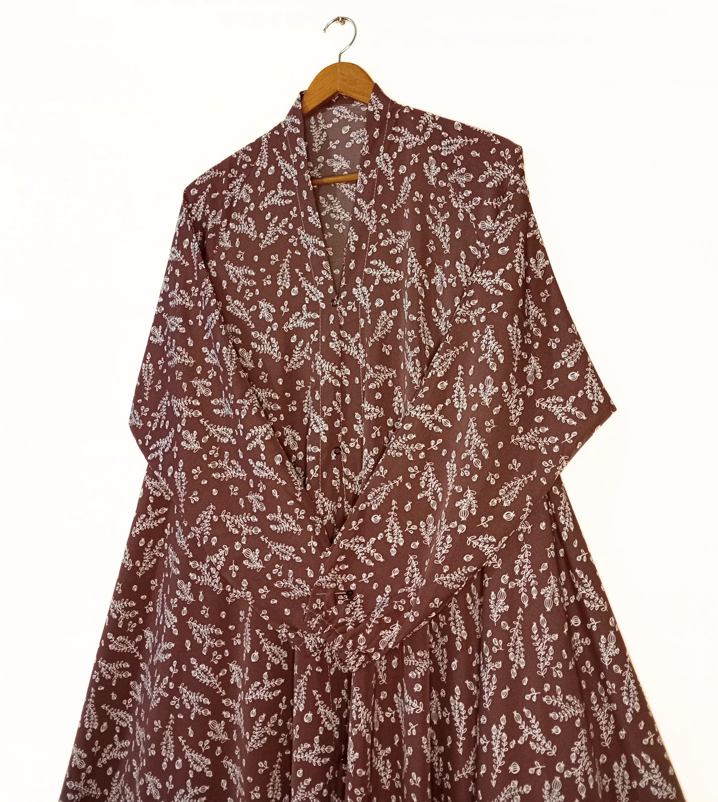 Chestnut Bloom Front Open Long Flair Abaya